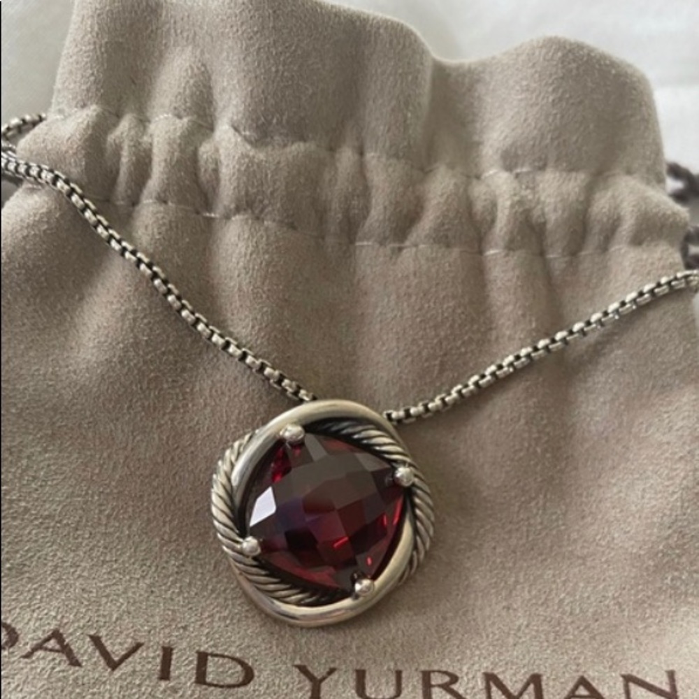 Beautiful David Yurman Garnet Infinity necklace